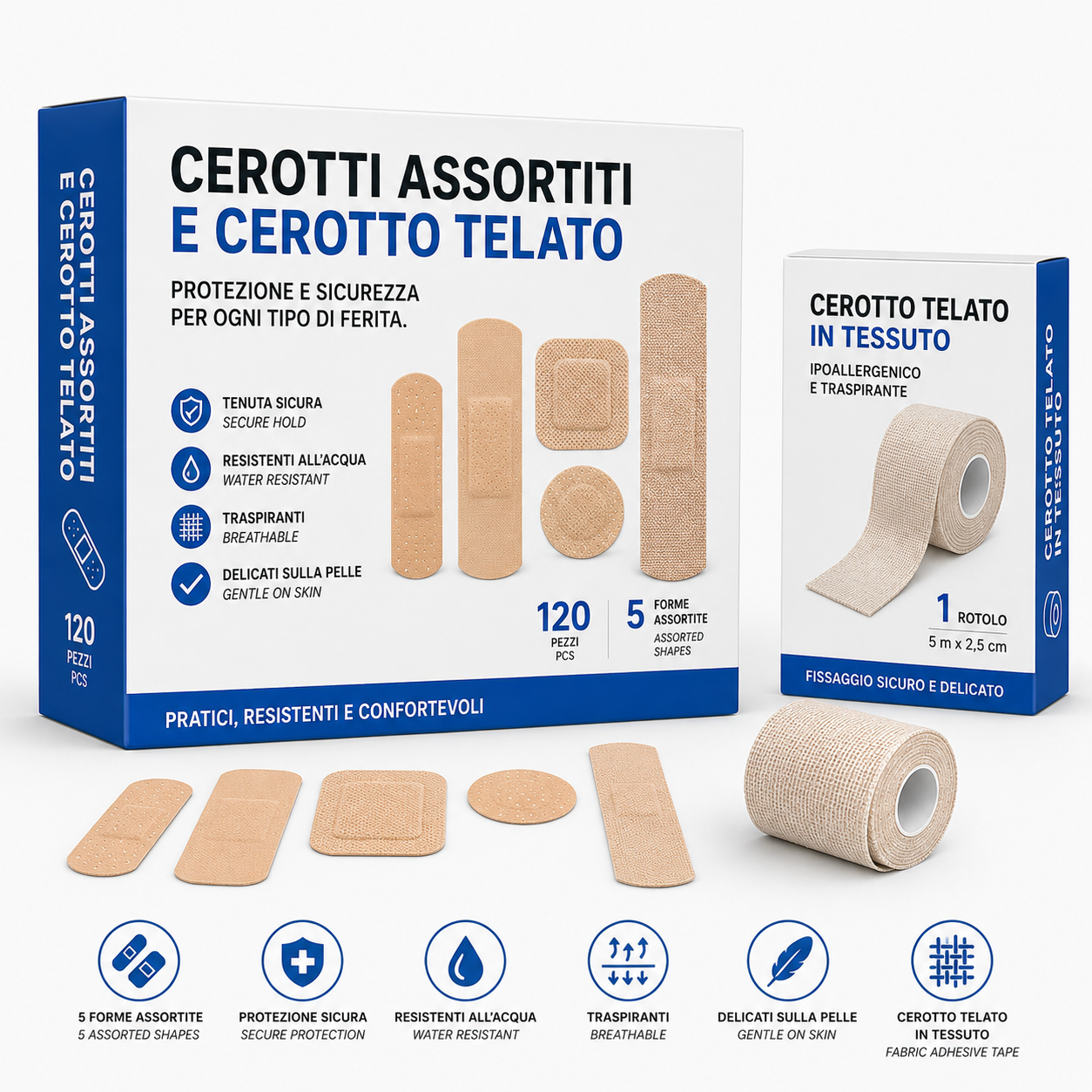 Cerotti assortiti e cerotto telato